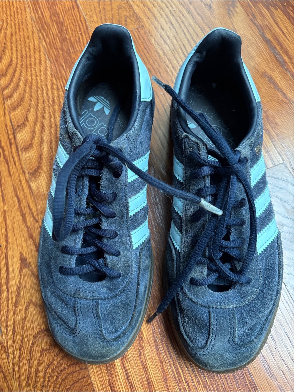 adidas Men’s Navy Suede Sneakers with Light Blue Stripes
